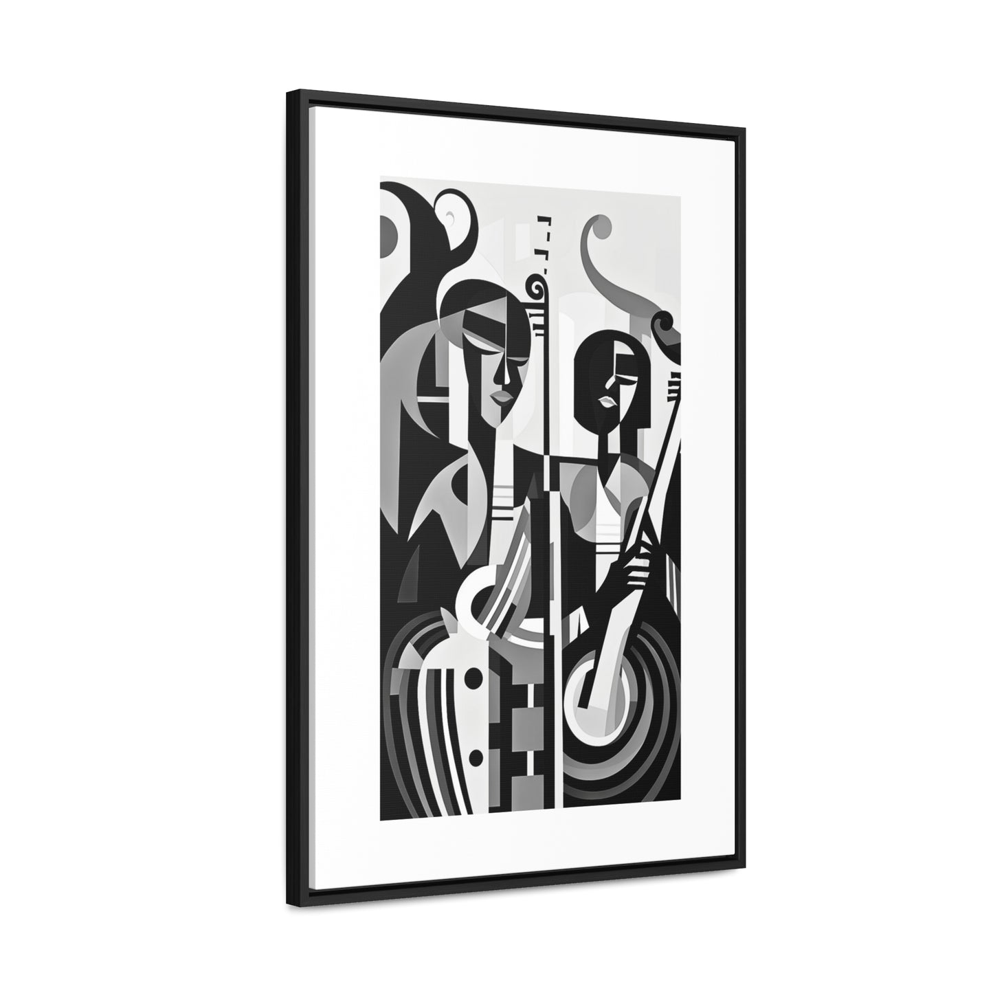 The Melodic Duo - Framed Canvas b&w Wall Art