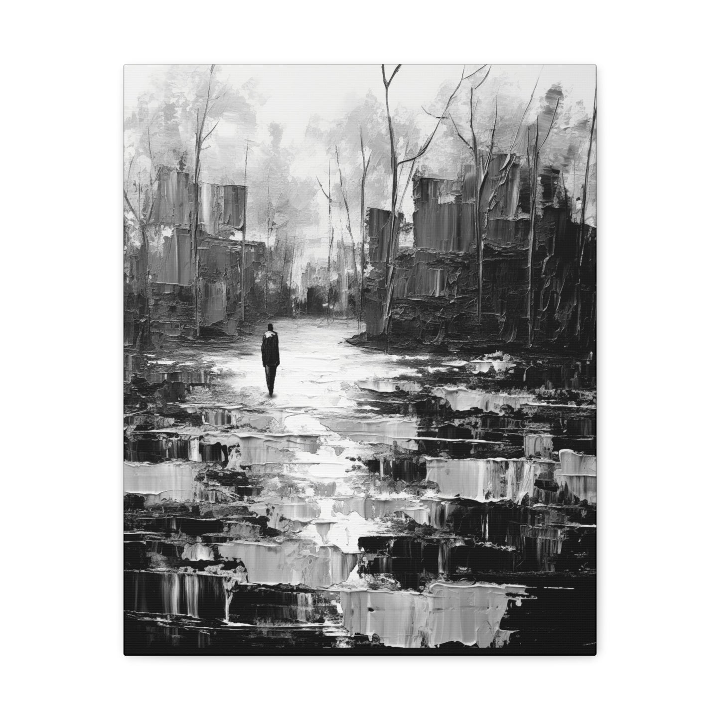 Solitude's Wisdom - Canvas b&w Wall Art