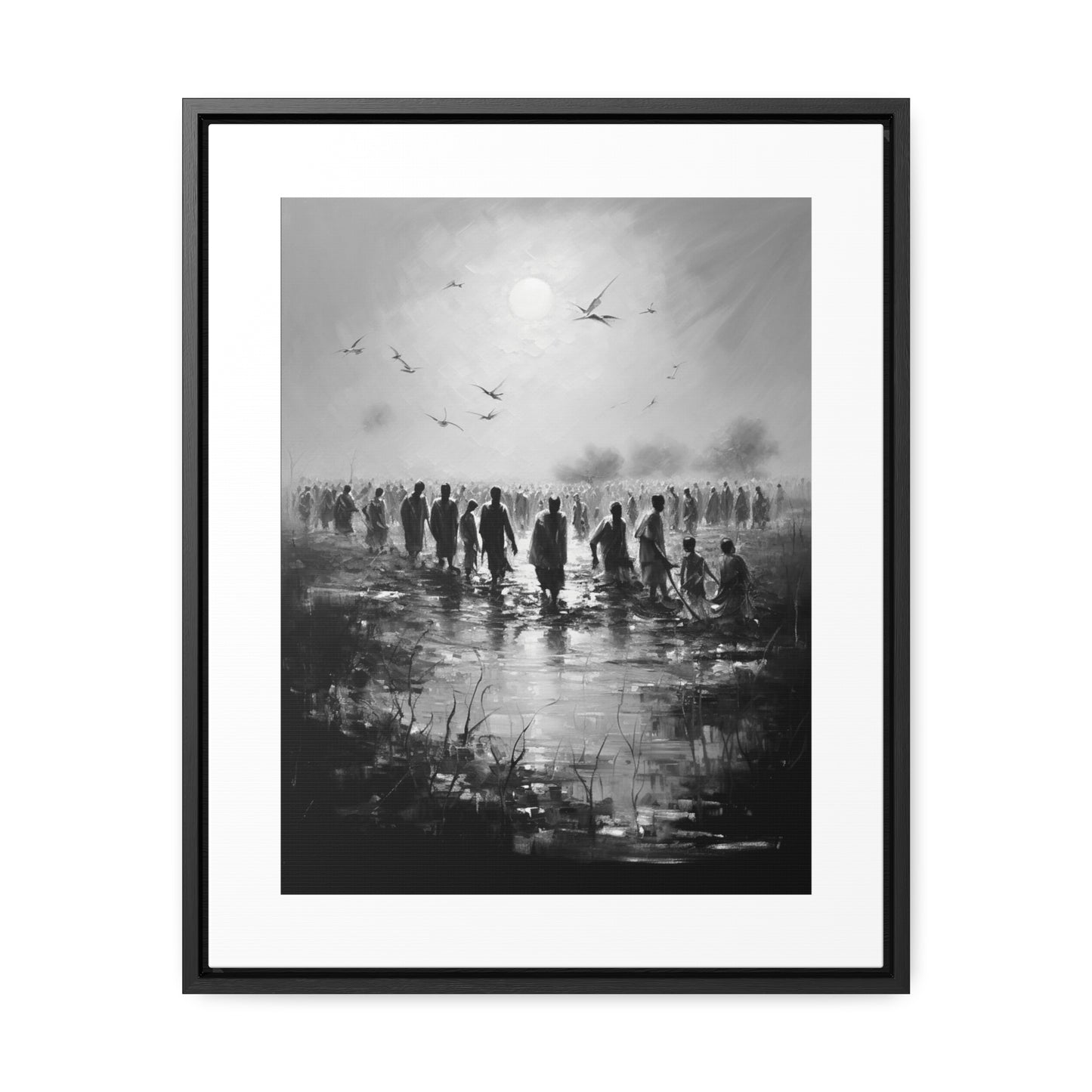 Exodus - Framed Canvas b&w Wall Art