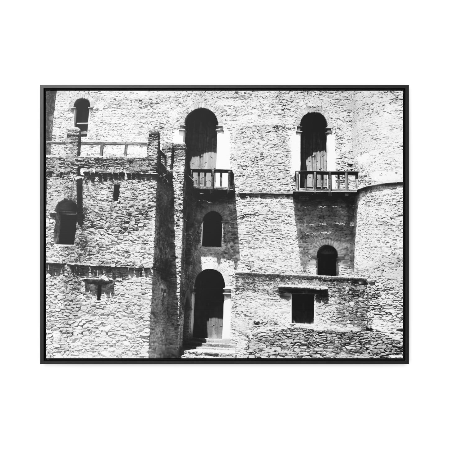 Whispers in Stone - Framed Canvas Photography b&w
