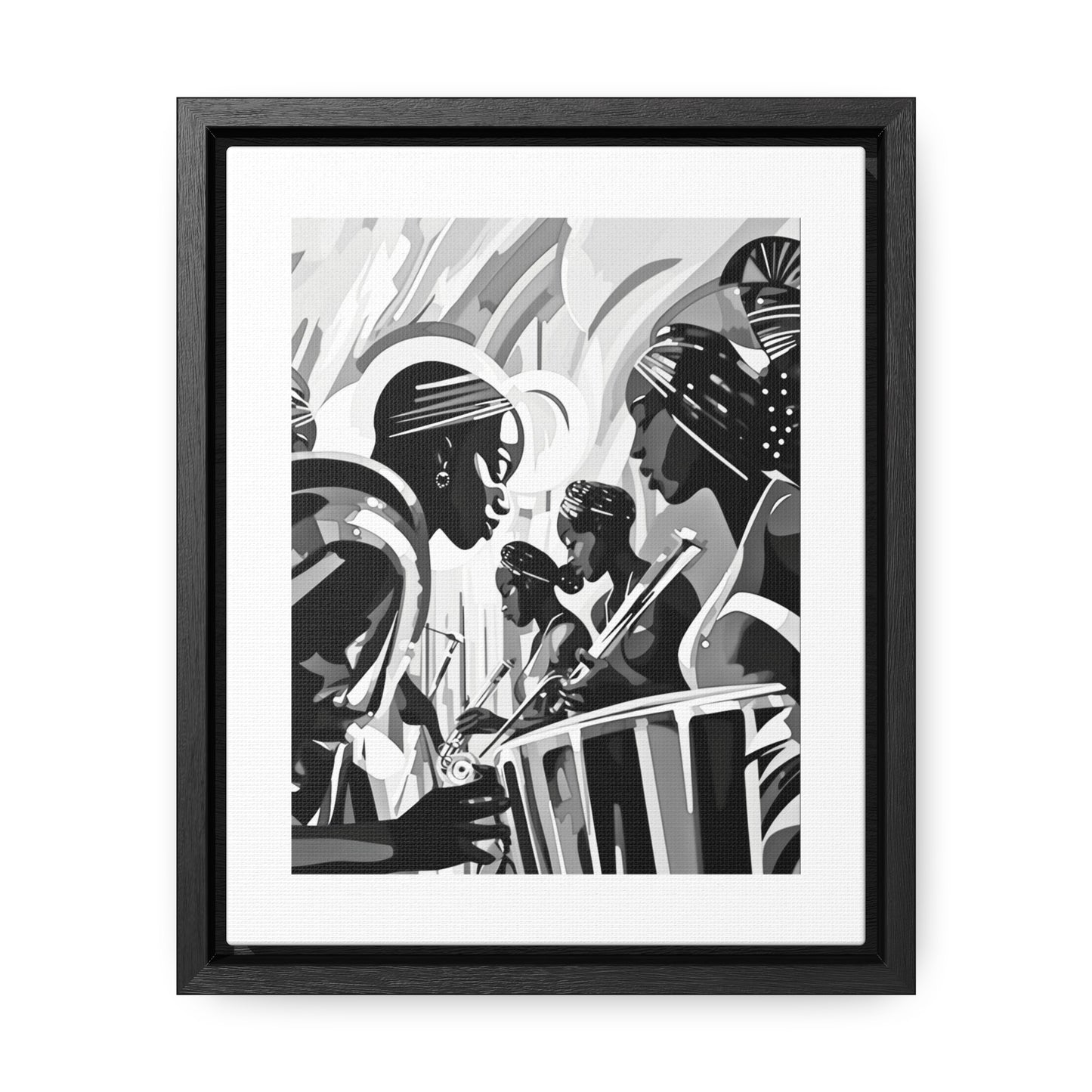 Street Pulse - Framed Canvas b&w Wall Art