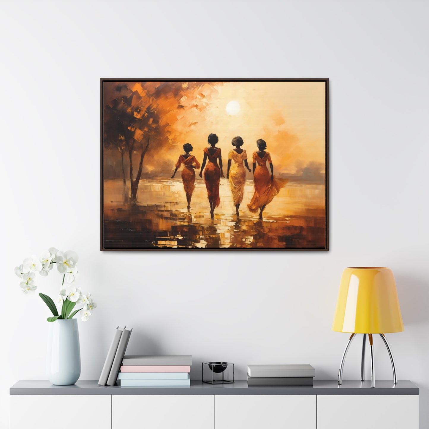 Sunlit Stroll - Framed Canvas Wall Art
