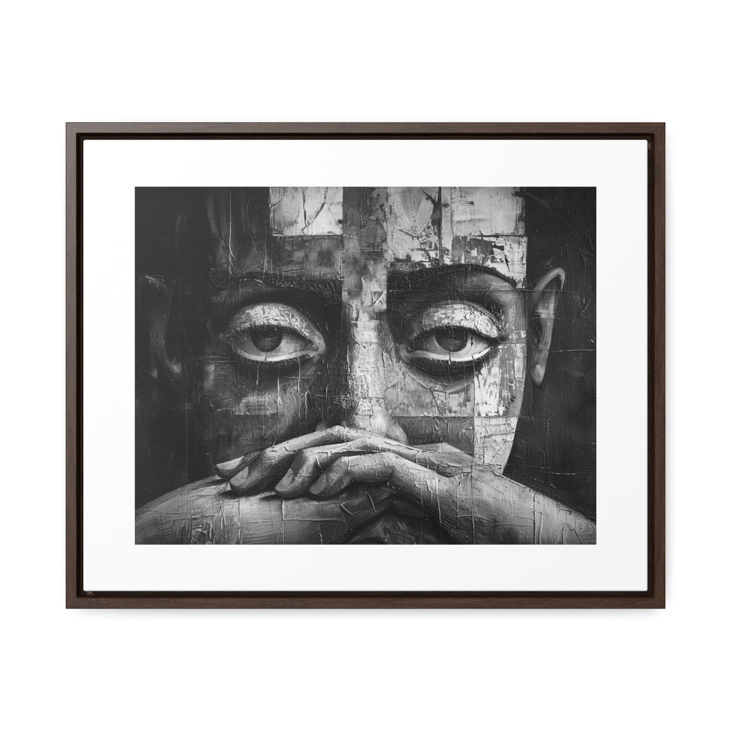 Silent Contemplation - Framed Canvas b&w Wall Art