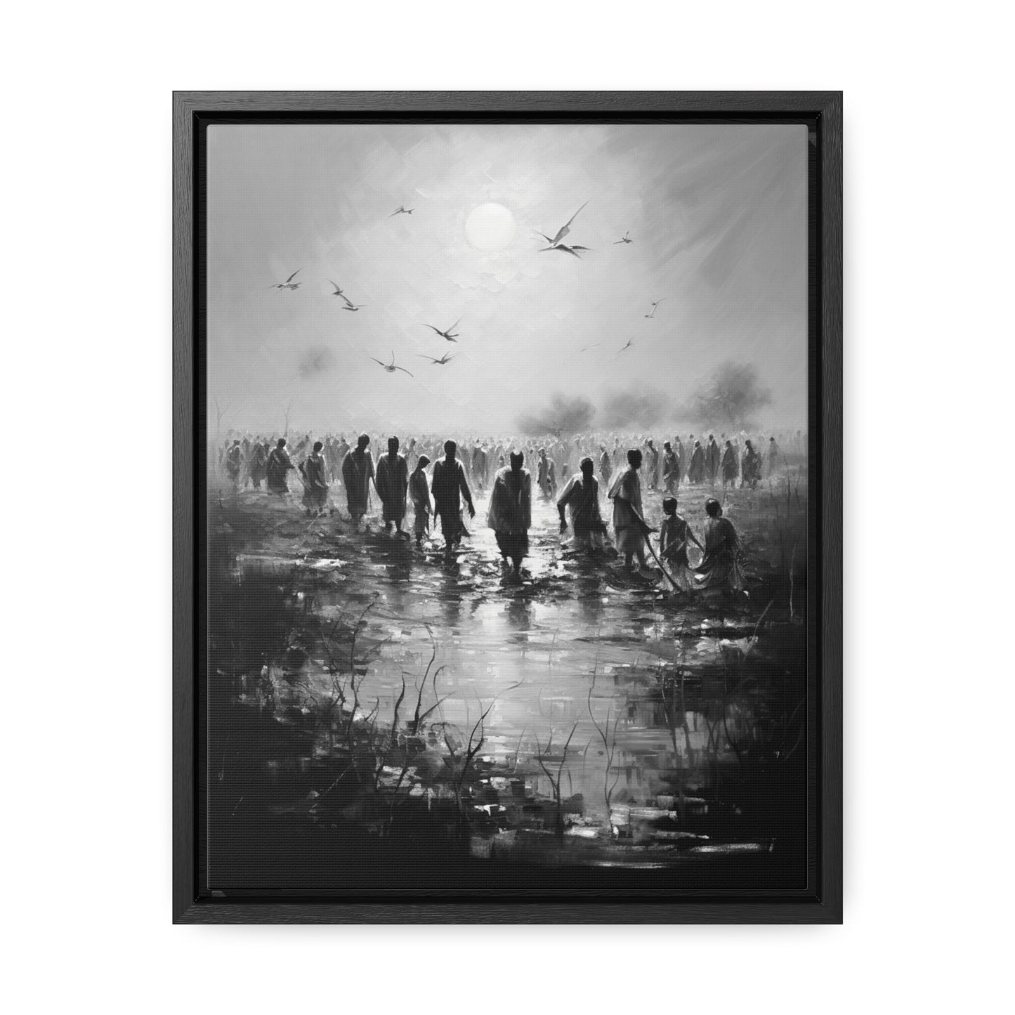 Exodus - Framed Canvas b&w Wall Art