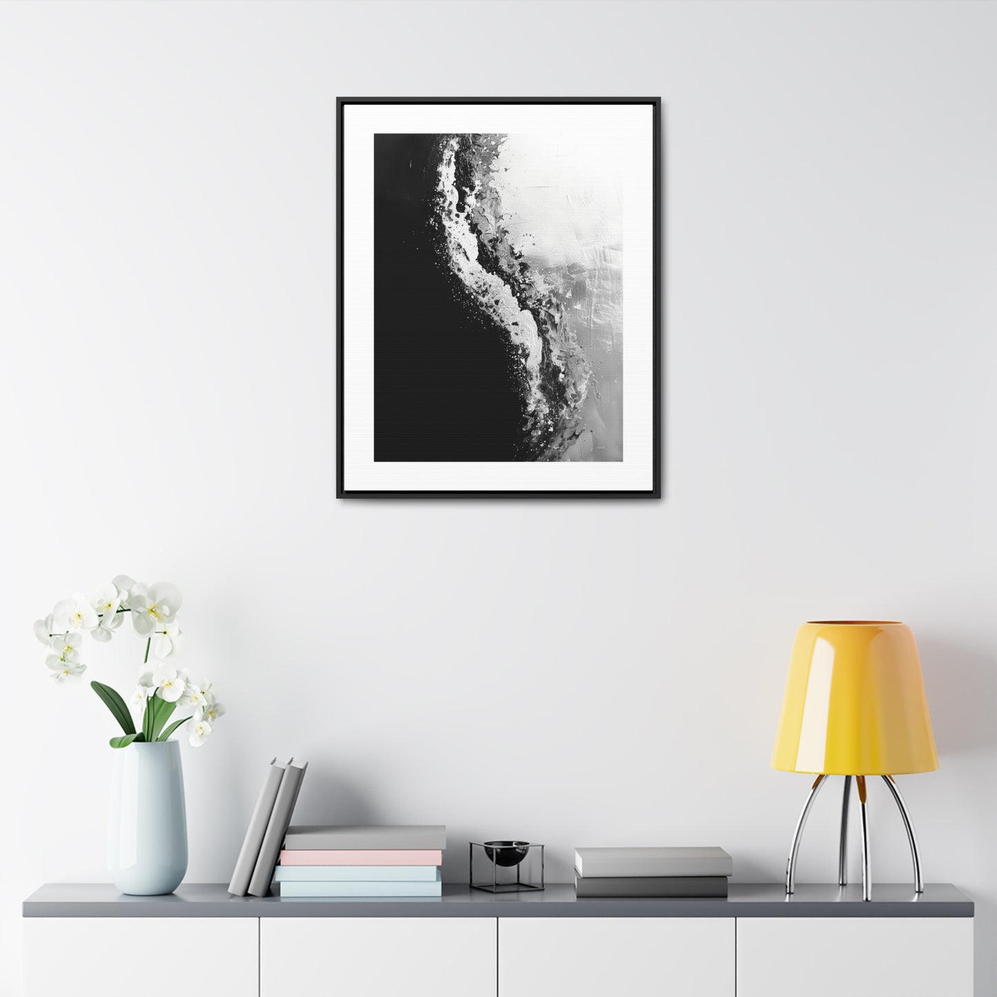 Yin Yang Shore - Framed Canvas b&w Wall Art