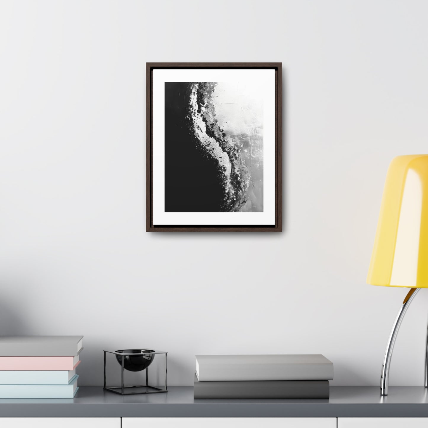 Yin Yang Shore - Framed Canvas b&w Wall Art