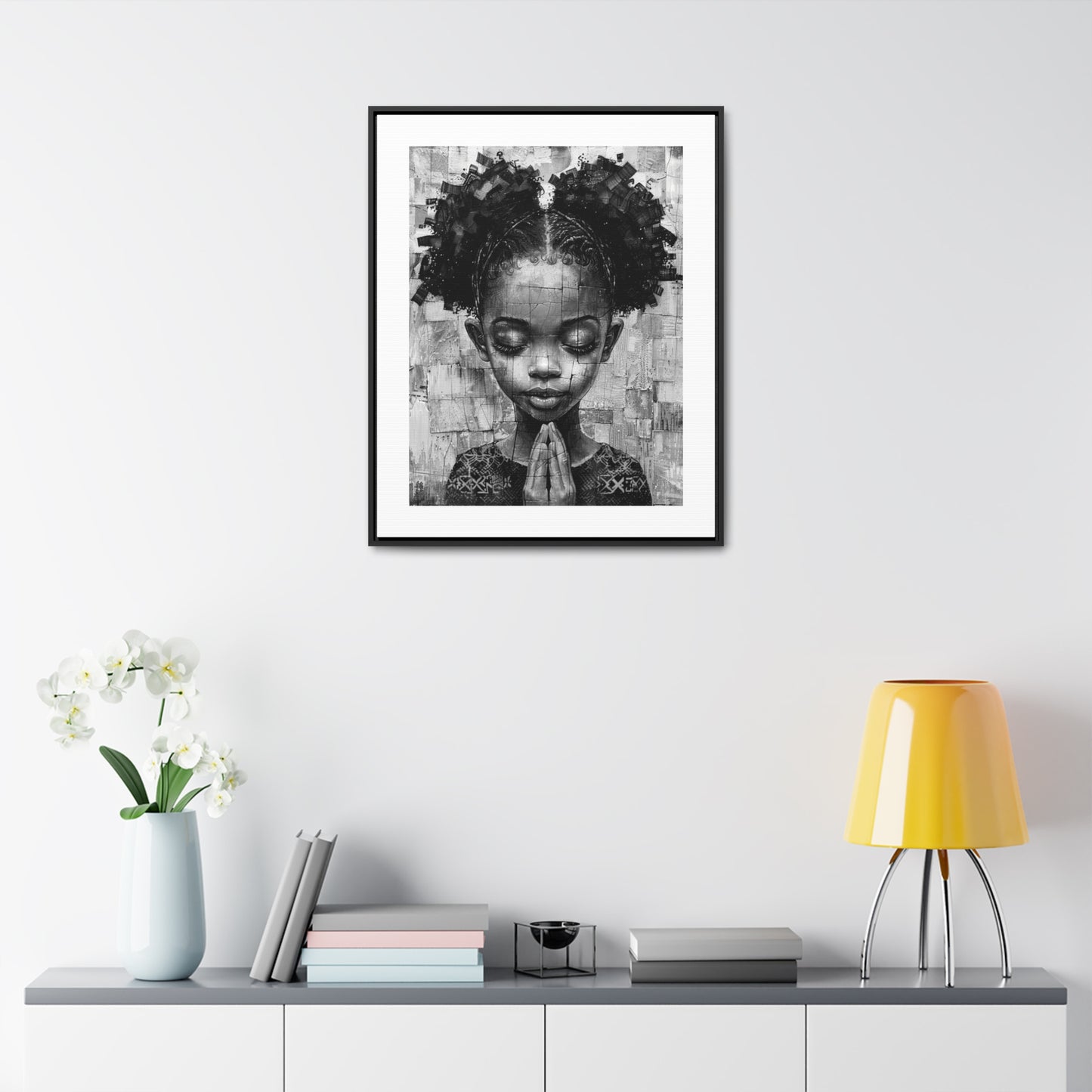 Whispers of Hope - Framed Canvas b&w Wall Art