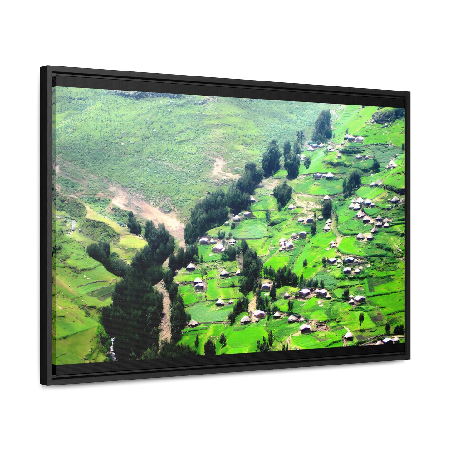 The Simien Mountain Village - Framed Canvas Photography