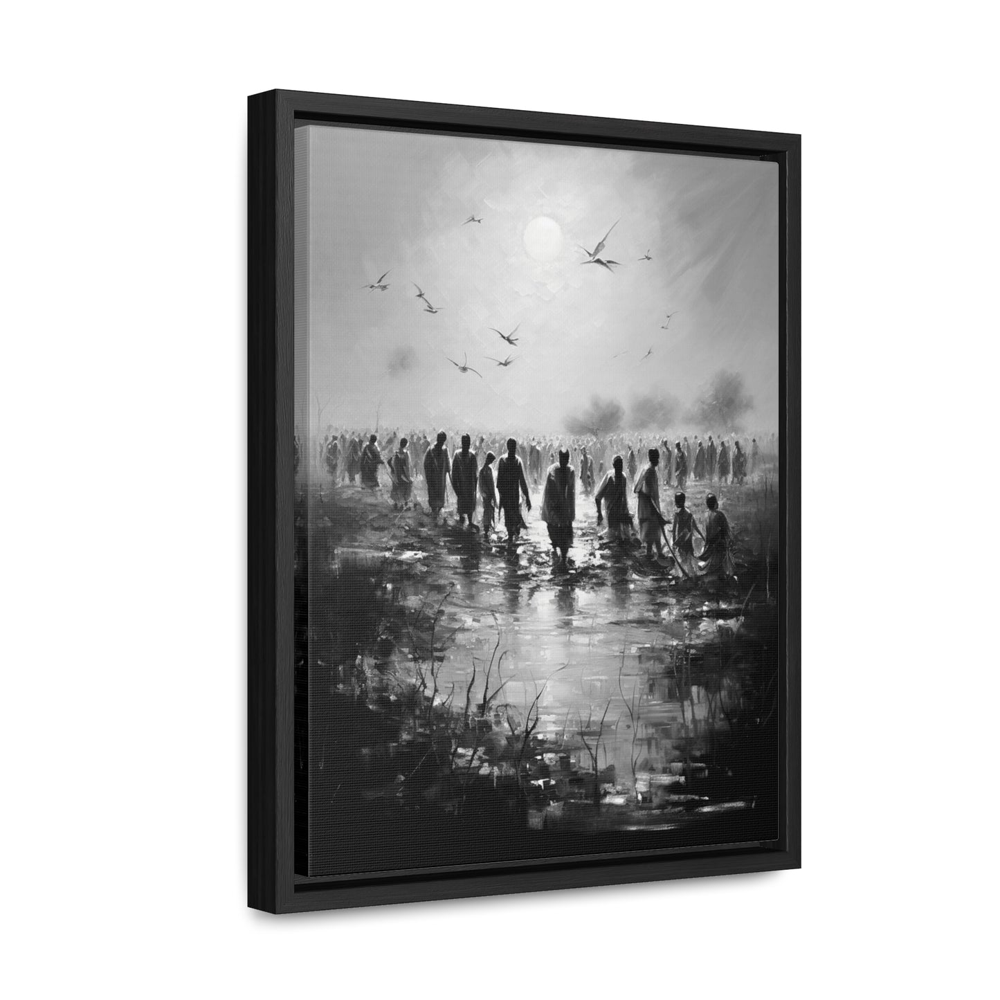 Exodus - Framed Canvas b&w Wall Art