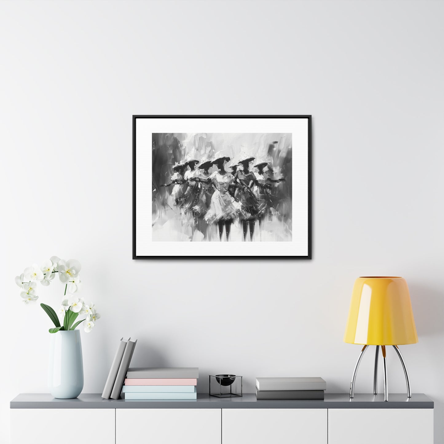 Rhythms of Joy - Framed Canvas b&w Wall Art