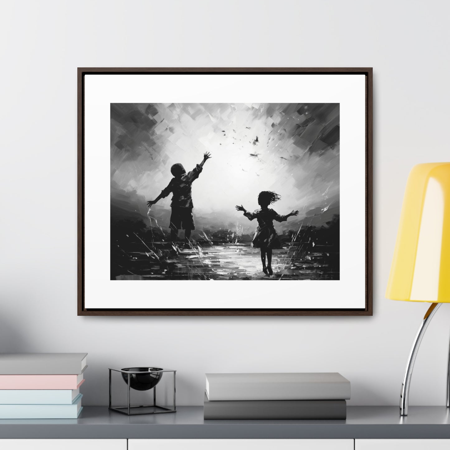 Playing with Light - Framed Canvas b&w Wall Art