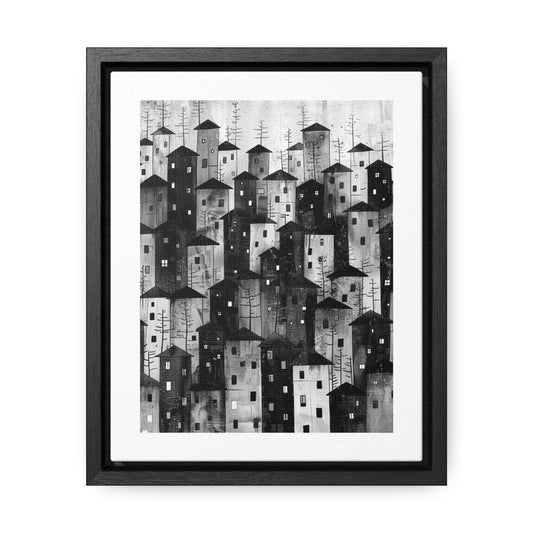 City of Inner Heights - Framed Canvas b&w Wall Art