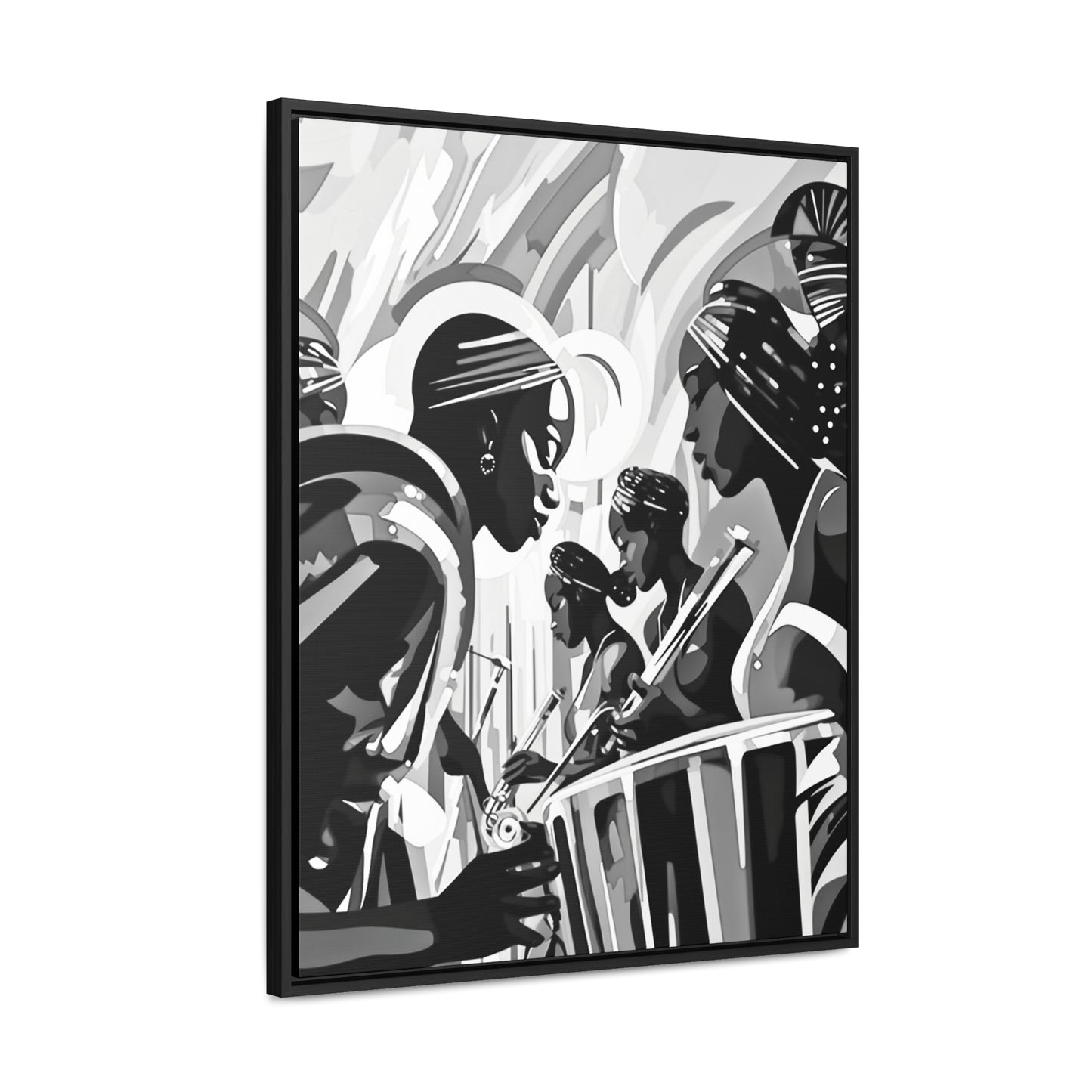 Street Pulse - Framed Canvas b&w Wall Art