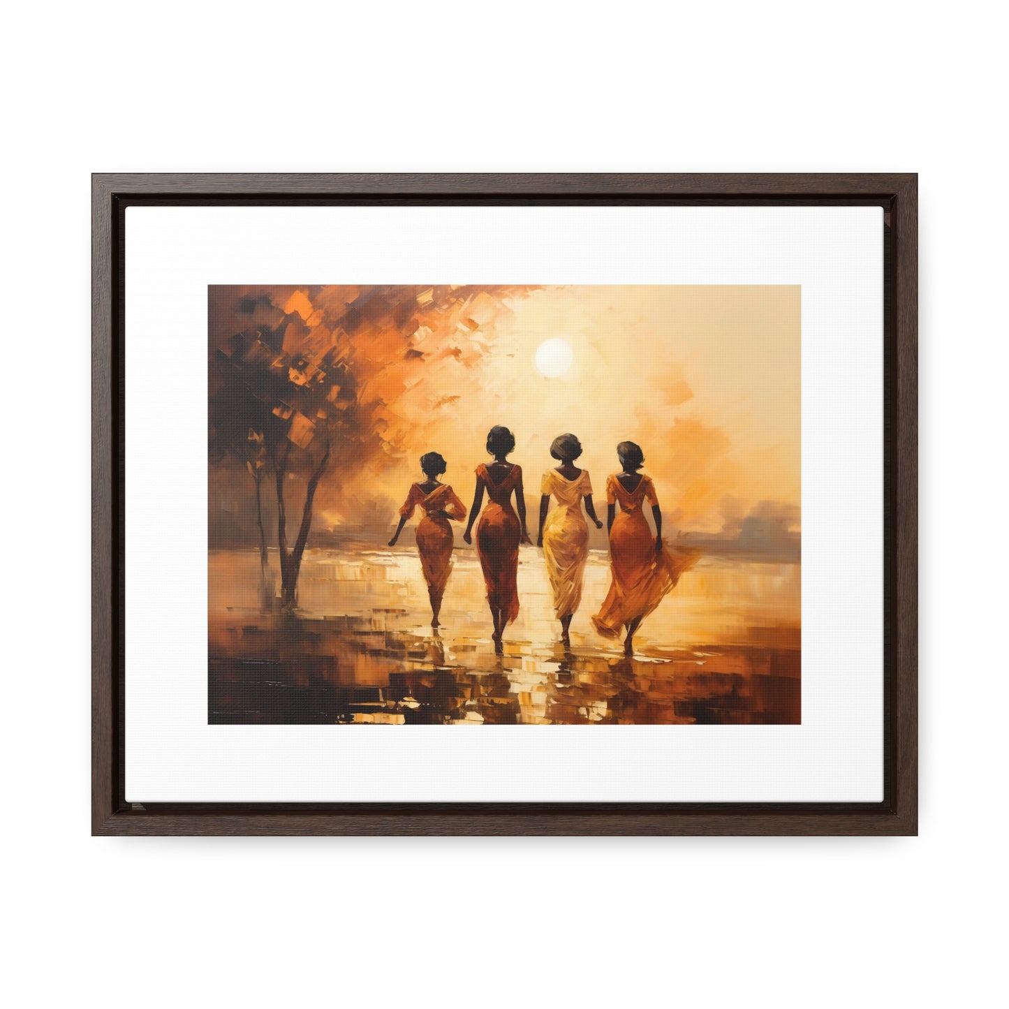 Sunlit Stroll - Framed Canvas Wall Art