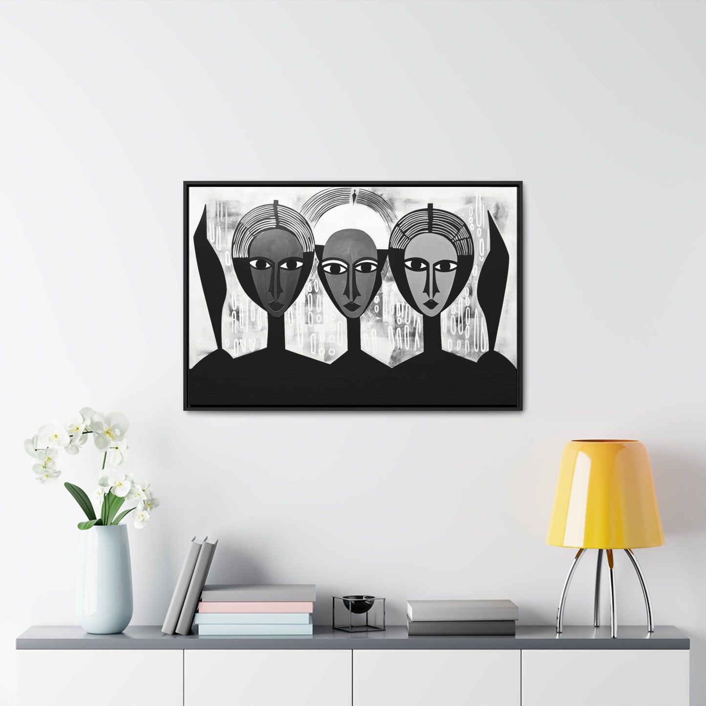 Guardian Angels - Framed Canvas b&w Wall Art