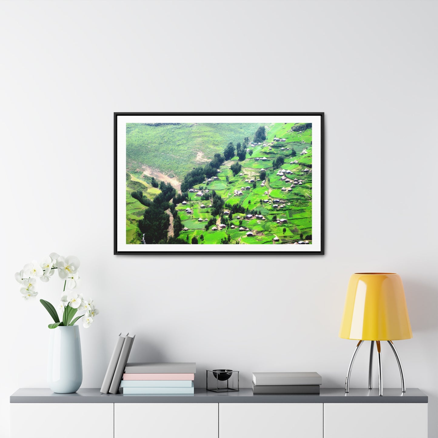 The Simien Mountain Village - Framed Canvas Photography