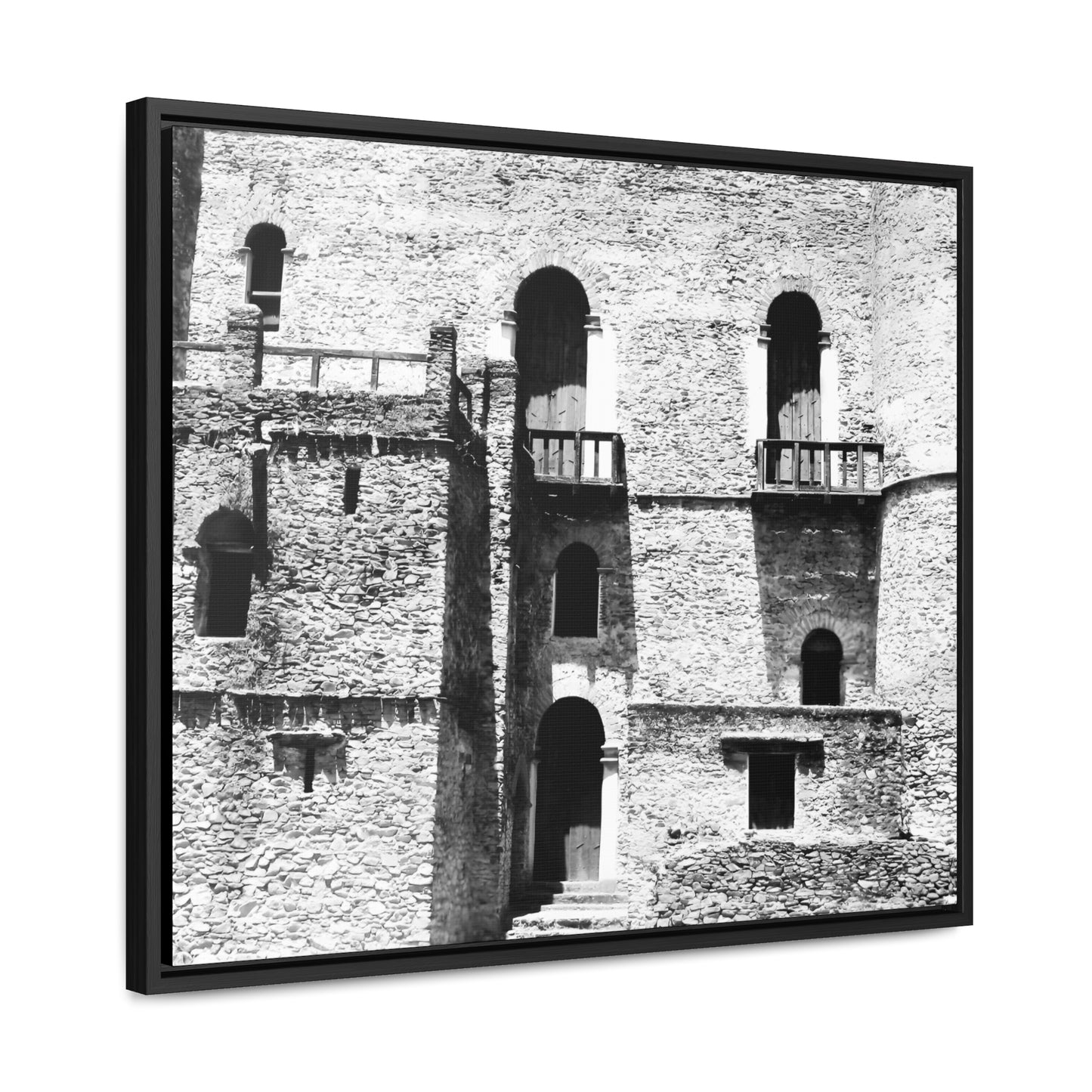 Whispers in Stone - Framed Canvas Photography b&w