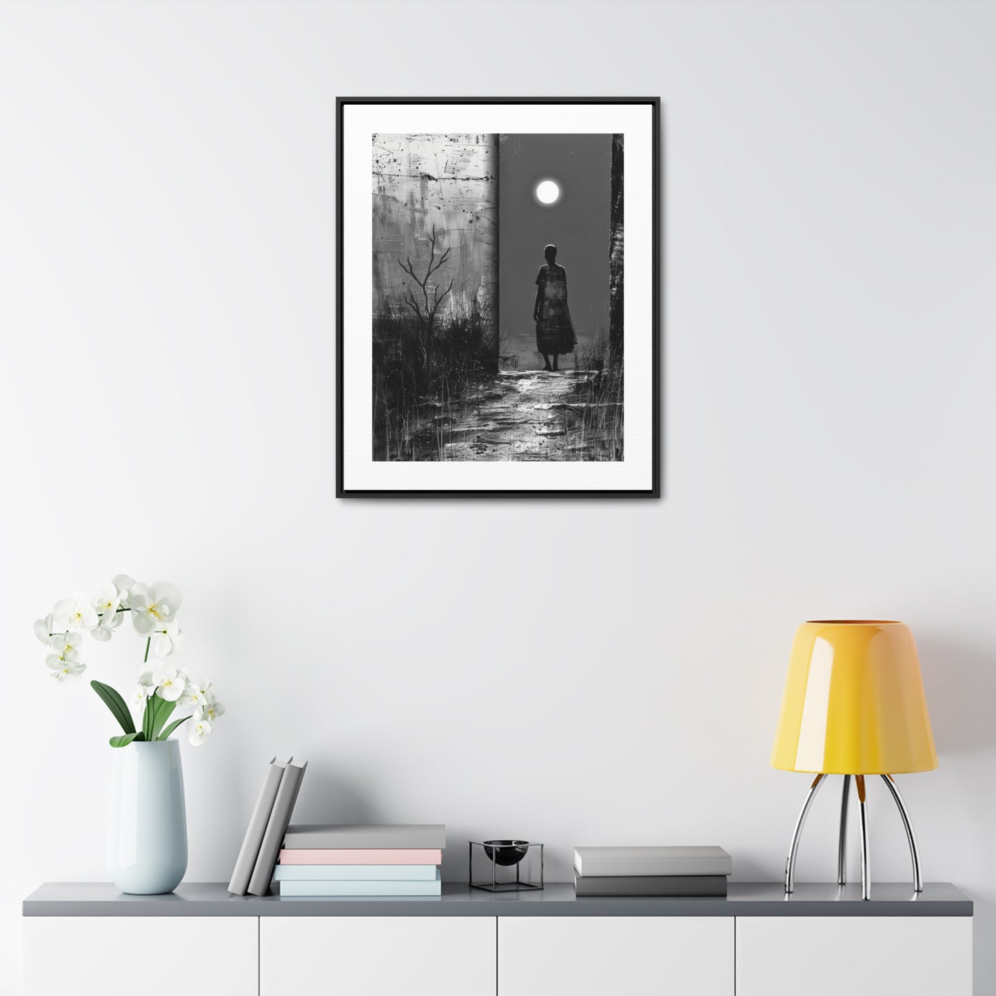 Turned the Corner - Framed Canvas b&w Wall Art