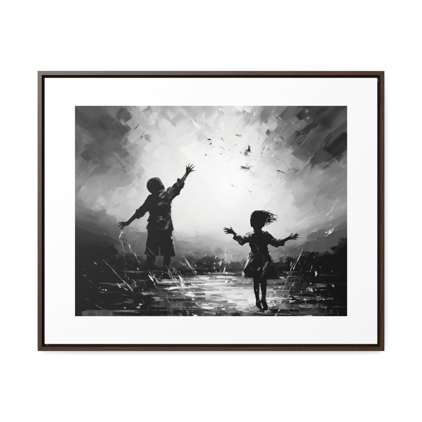 Playing with Light - Framed Canvas b&w Wall Art