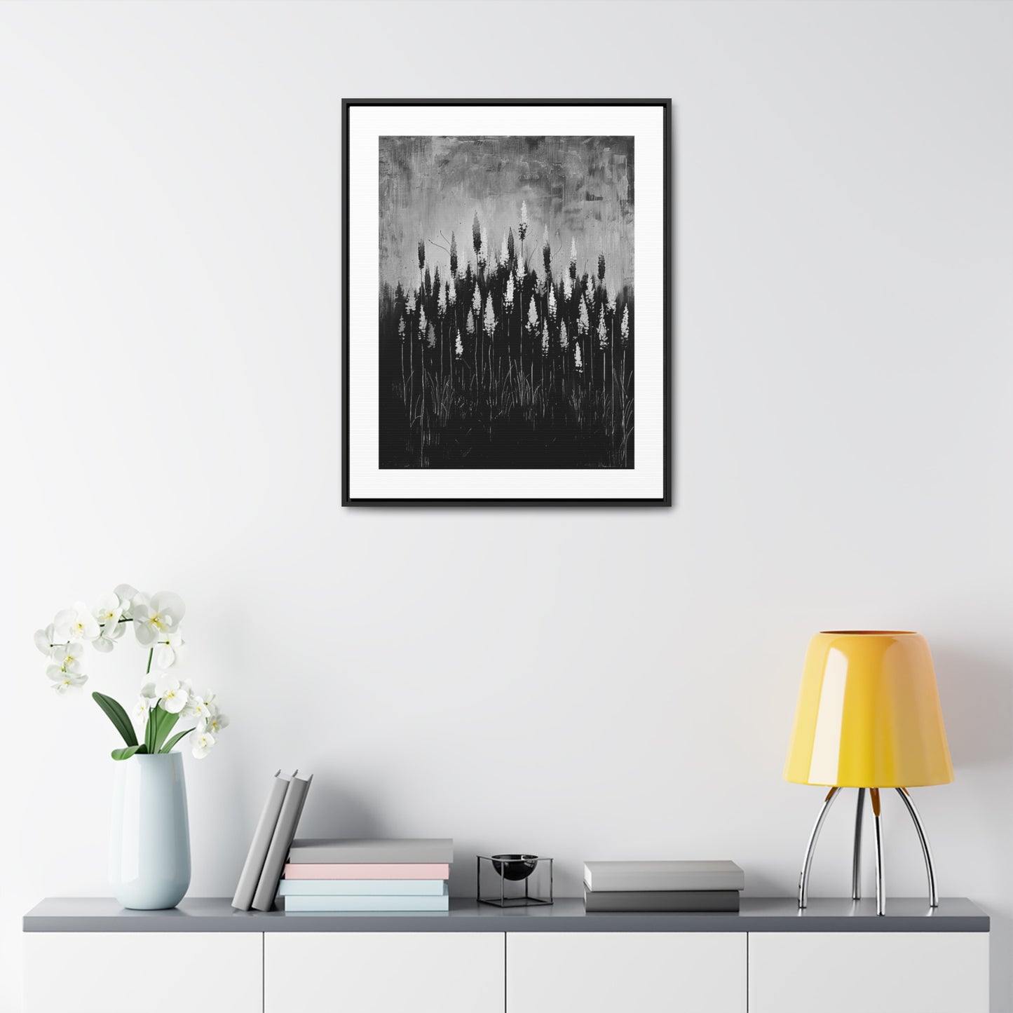 The Calm Before the Bloom - Framed Canvas b&w Wall Art