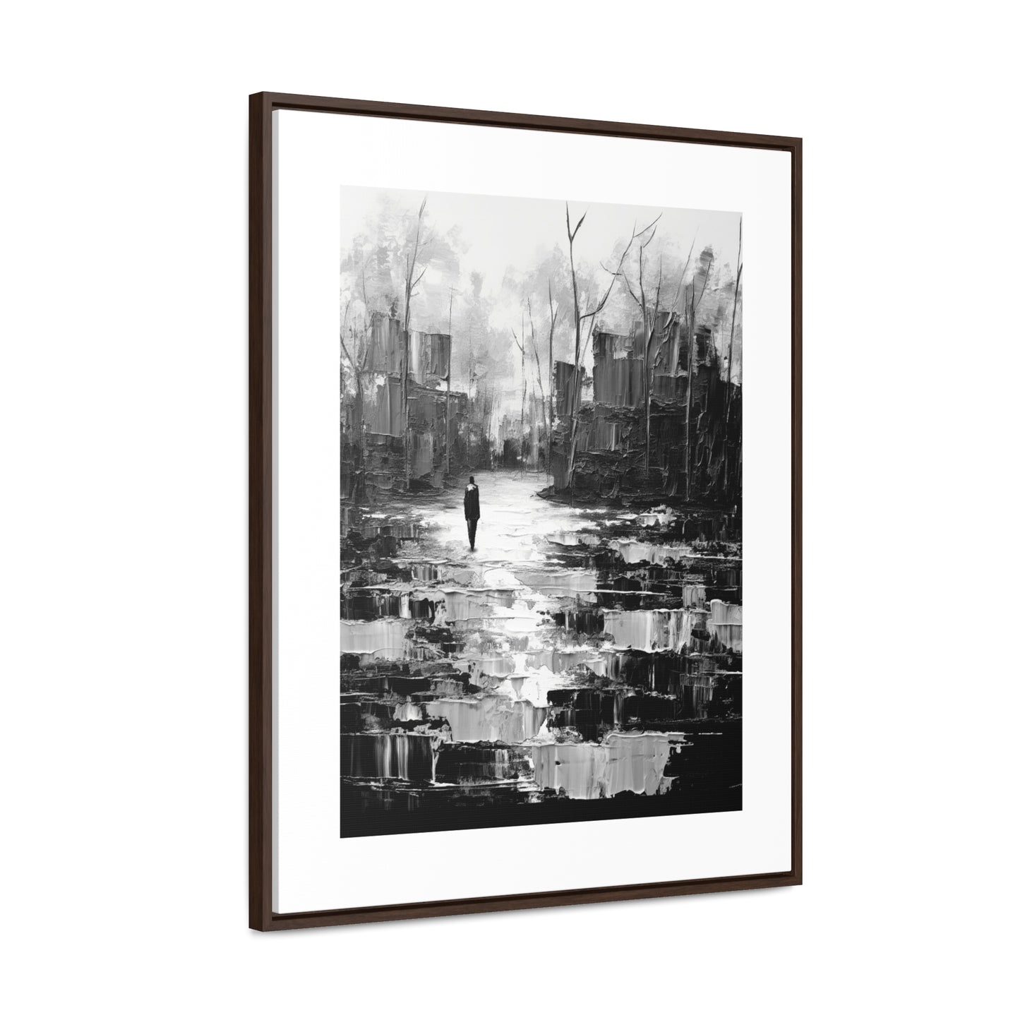 Solitude's Wisdom - Framed Canvas b&w Wall Art
