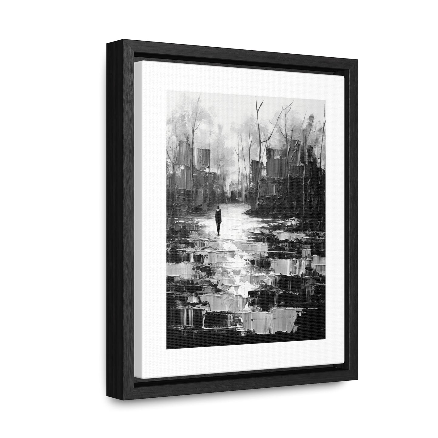 Solitude's Wisdom - Framed Canvas b&w Wall Art
