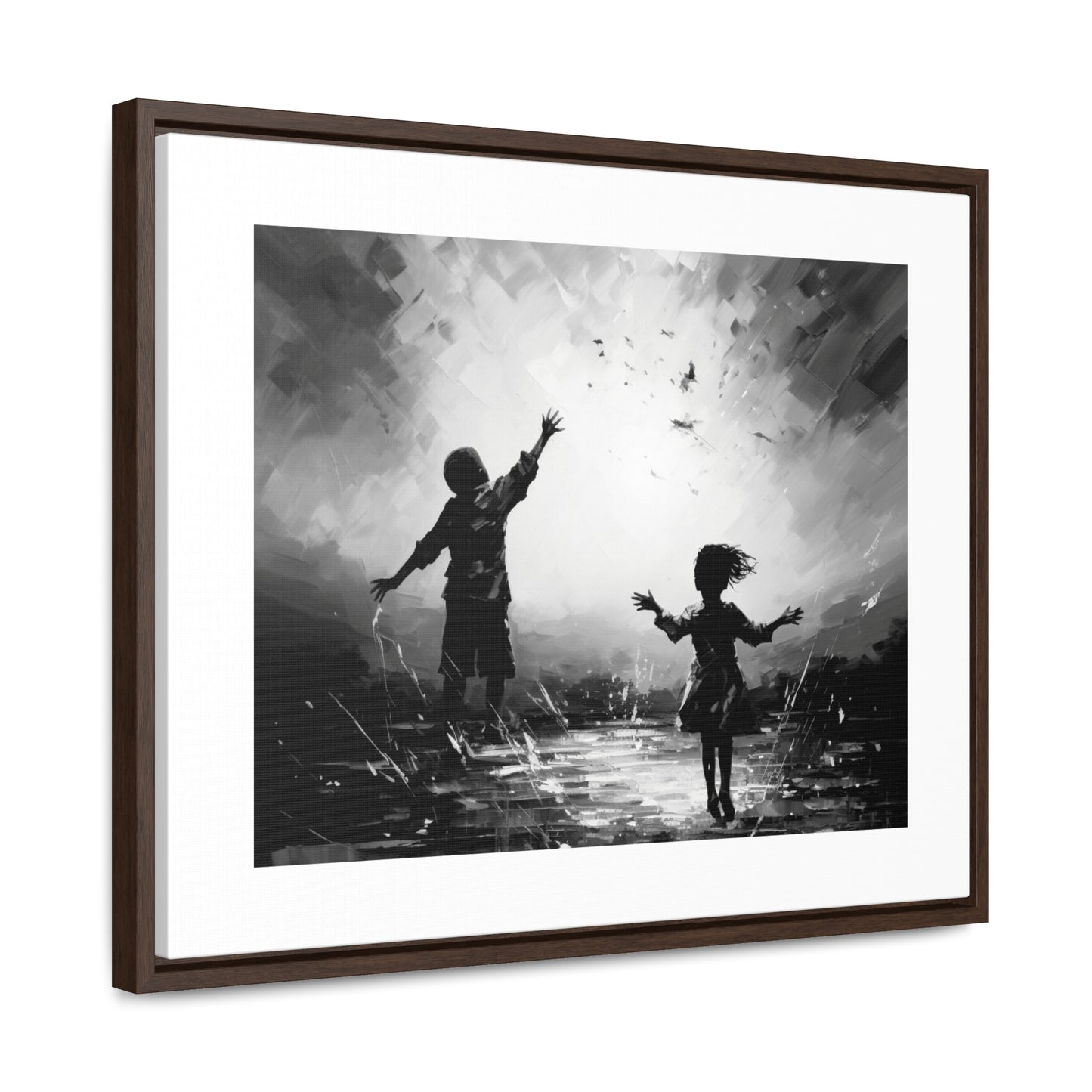 Playing with Light - Framed Canvas b&w Wall Art