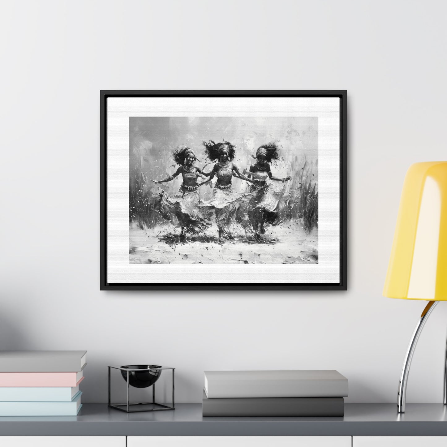 Windswept Rhythm - Framed Canvas b&w Wall Art
