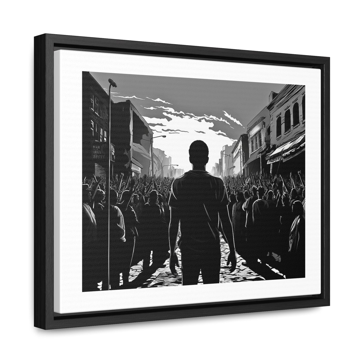 ሳይደፈርስ አይጠራም - Framed Canvas b&w Wall Art