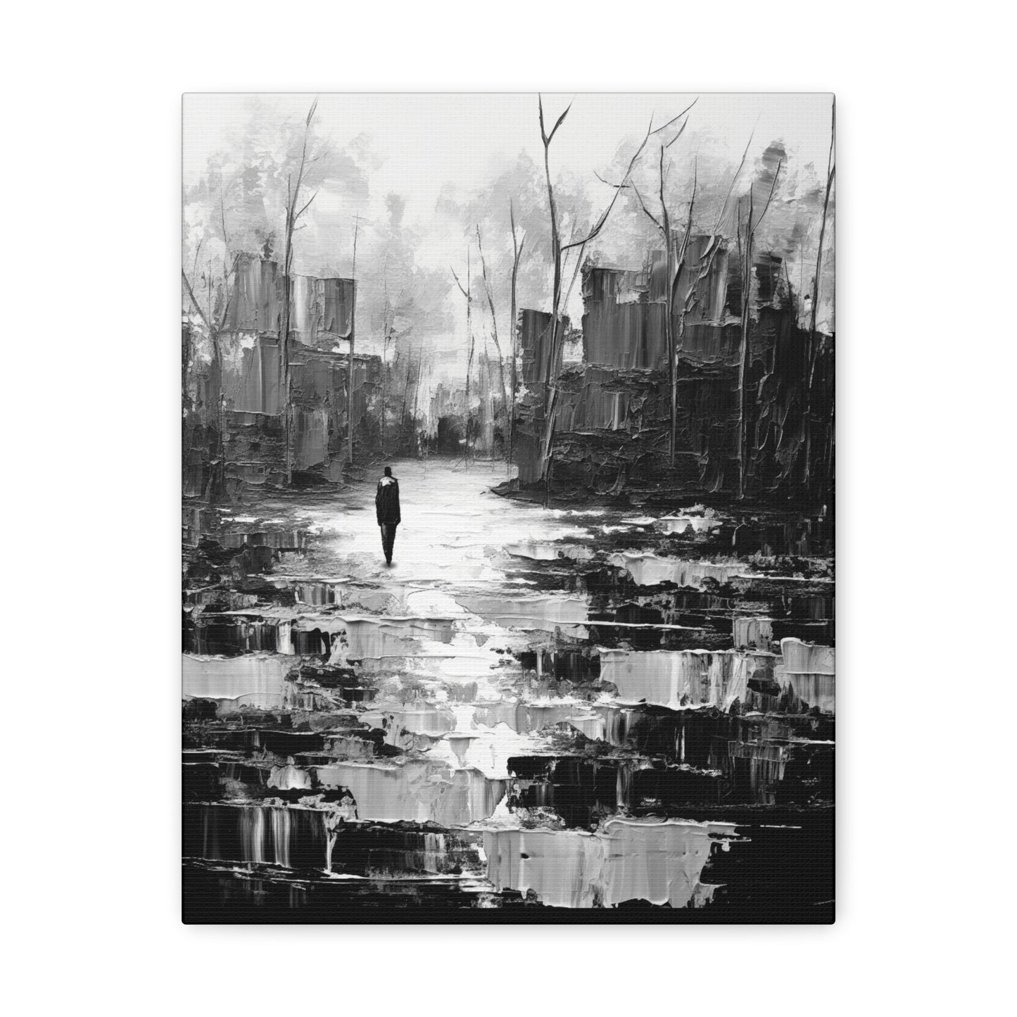 Solitude's Wisdom - Canvas b&w Wall Art