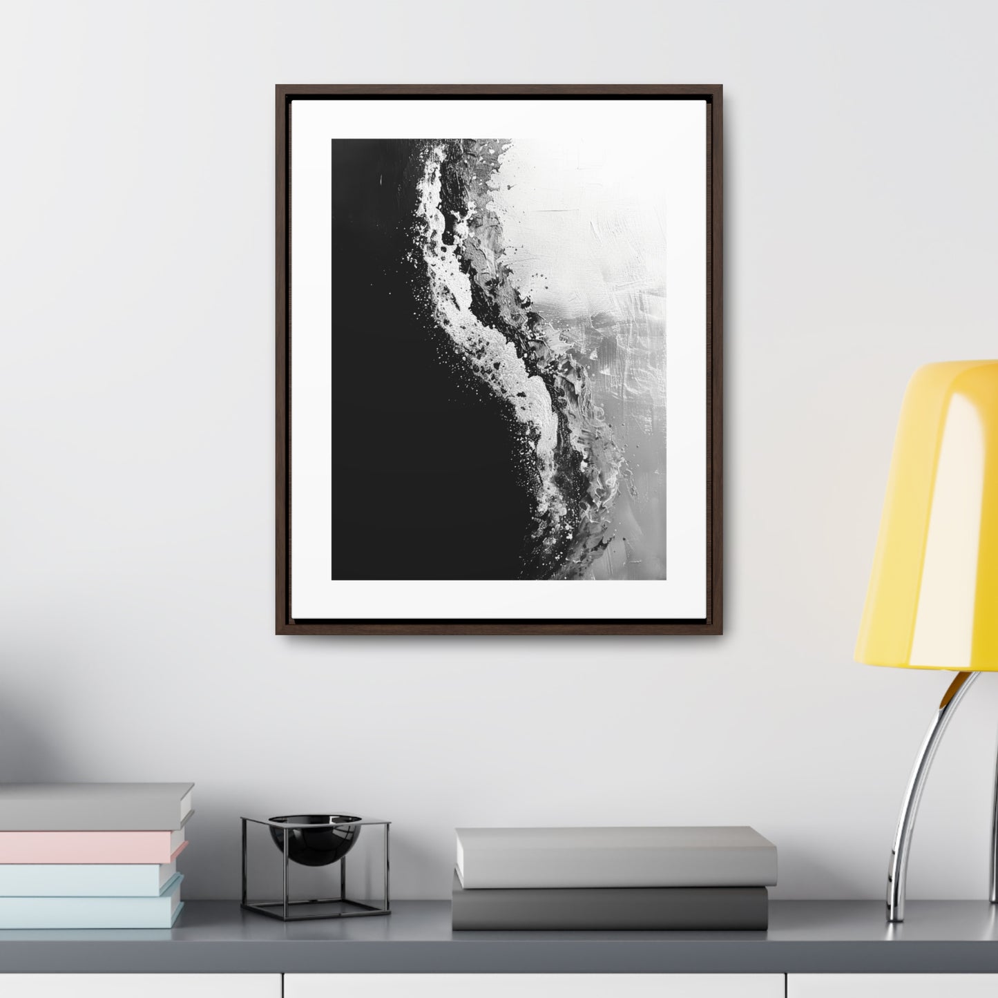 Yin Yang Shore - Framed Canvas b&w Wall Art