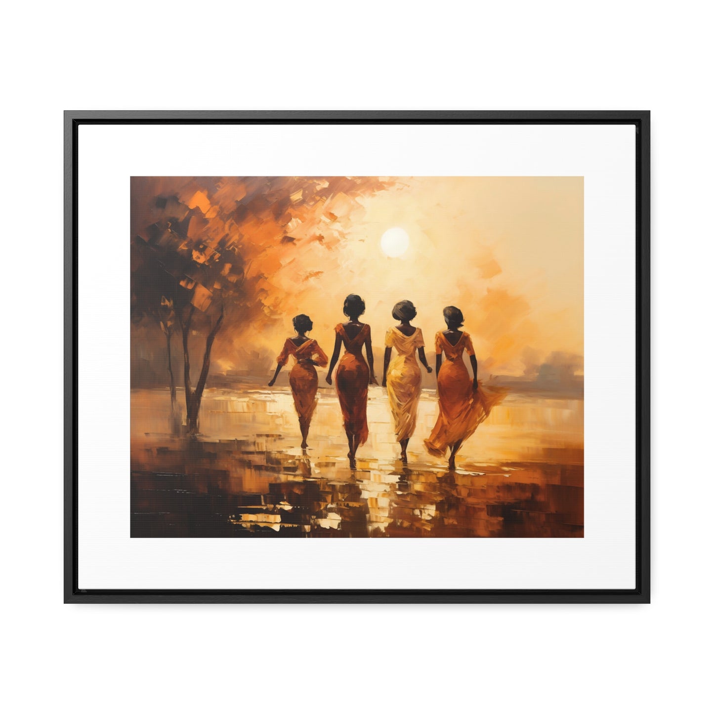 Sunlit Stroll - Framed Canvas Wall Art