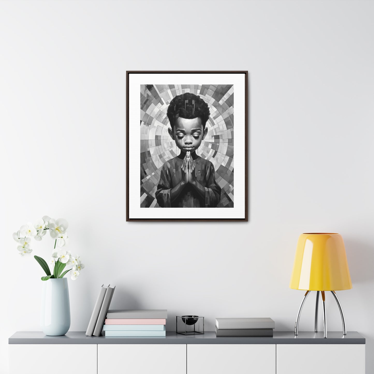 Radiance of Grace - Framed Canvas b&w Wall Art