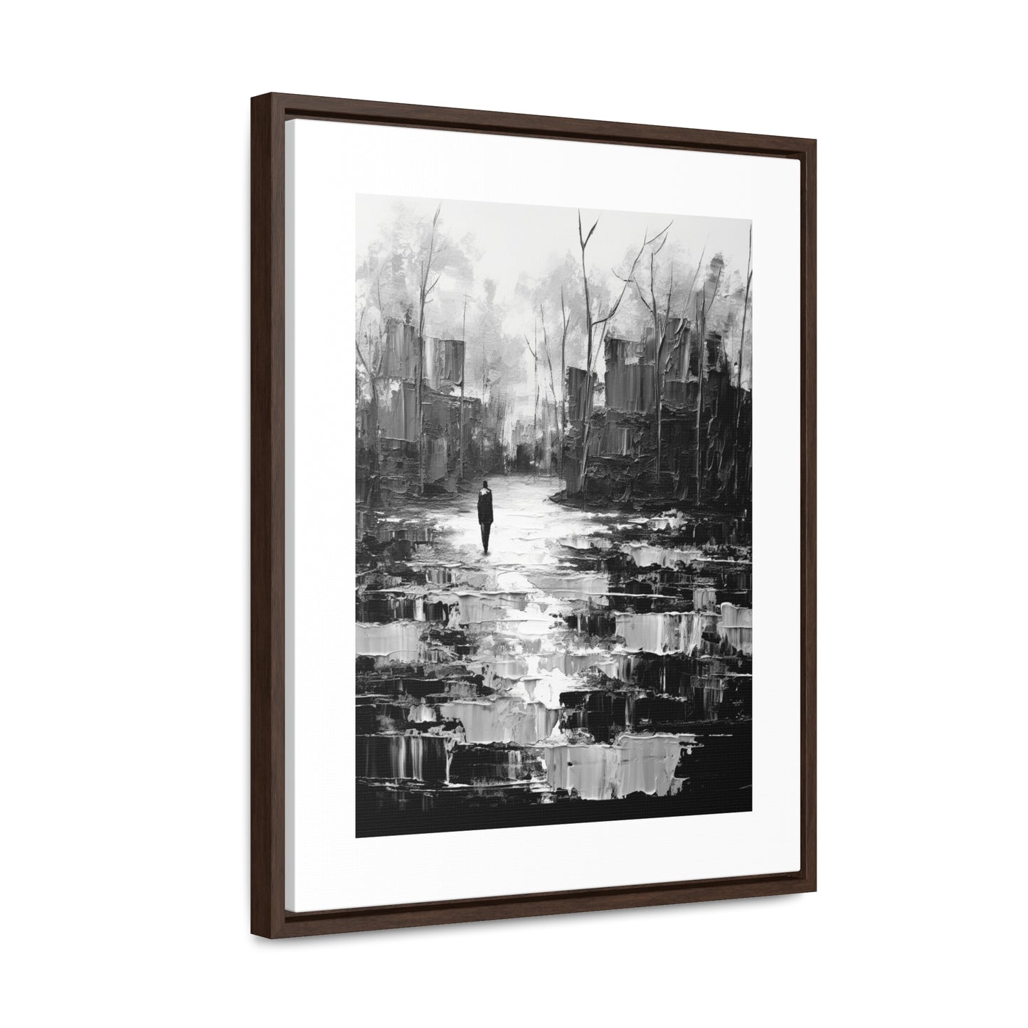 Solitude's Wisdom - Framed Canvas b&w Wall Art