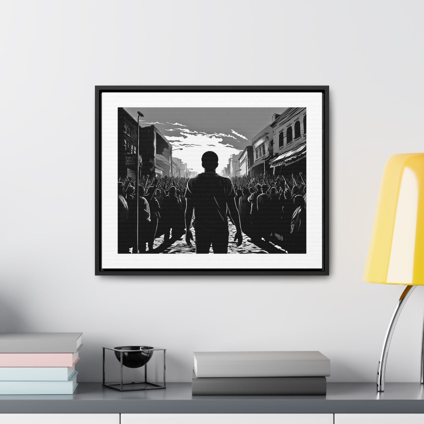 ሳይደፈርስ አይጠራም - Framed Canvas b&w Wall Art