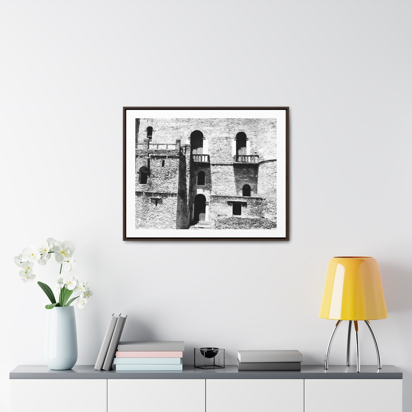 Whispers in Stone - Framed Canvas Photography b&w