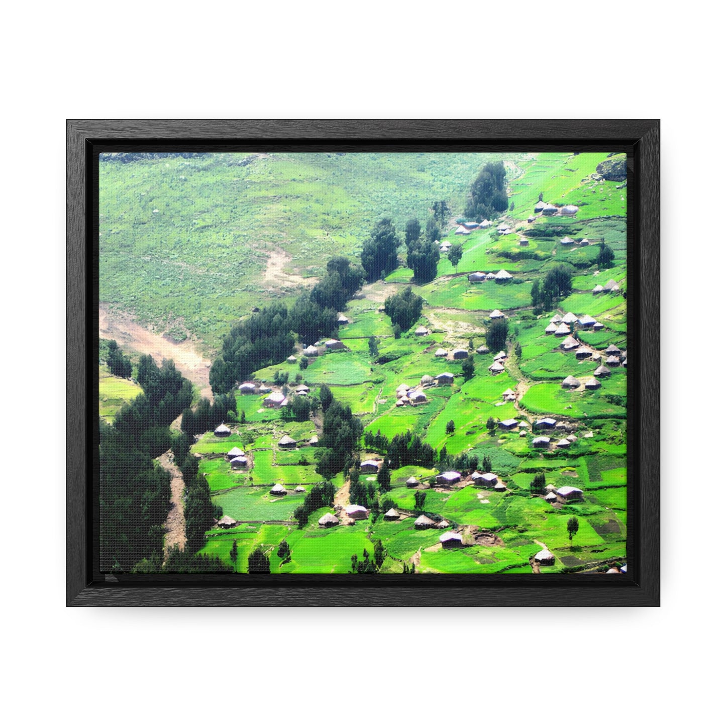 The Simien Mountain Village - Framed Canvas Photography