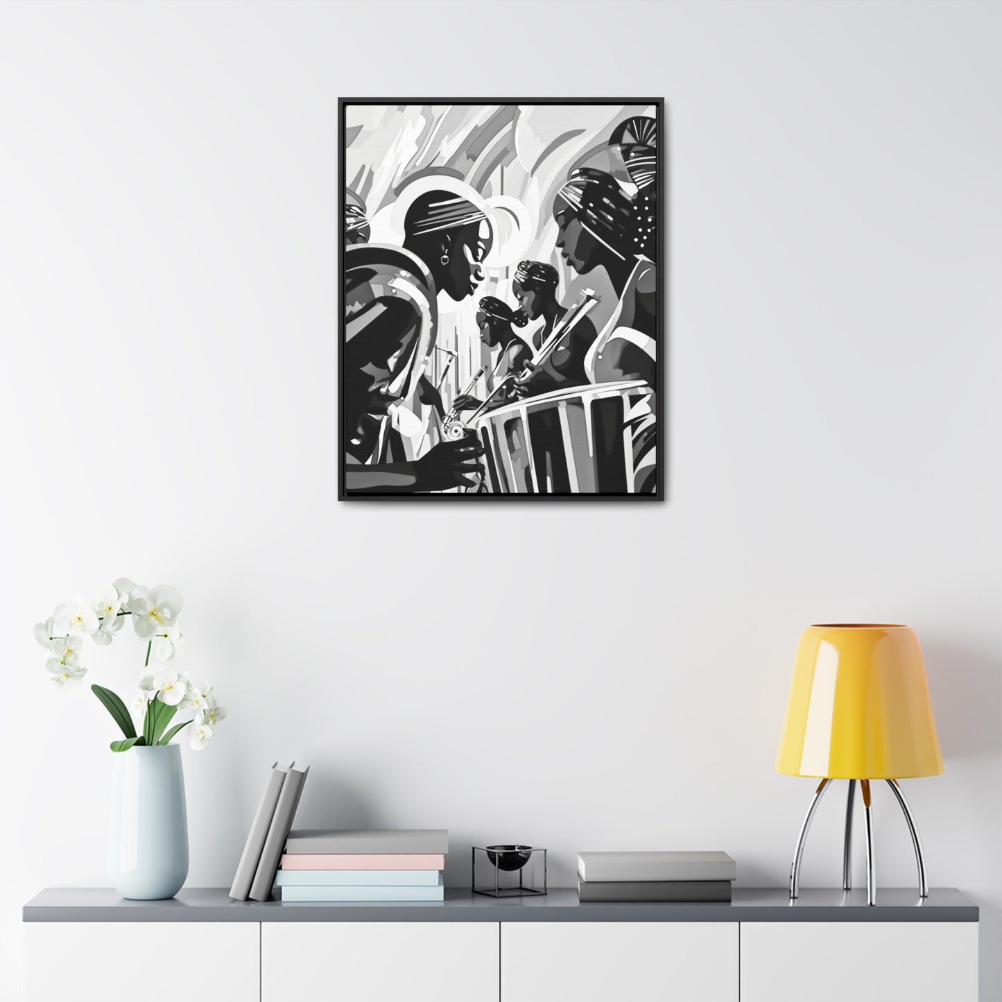 Street Pulse - Framed Canvas b&w Wall Art
