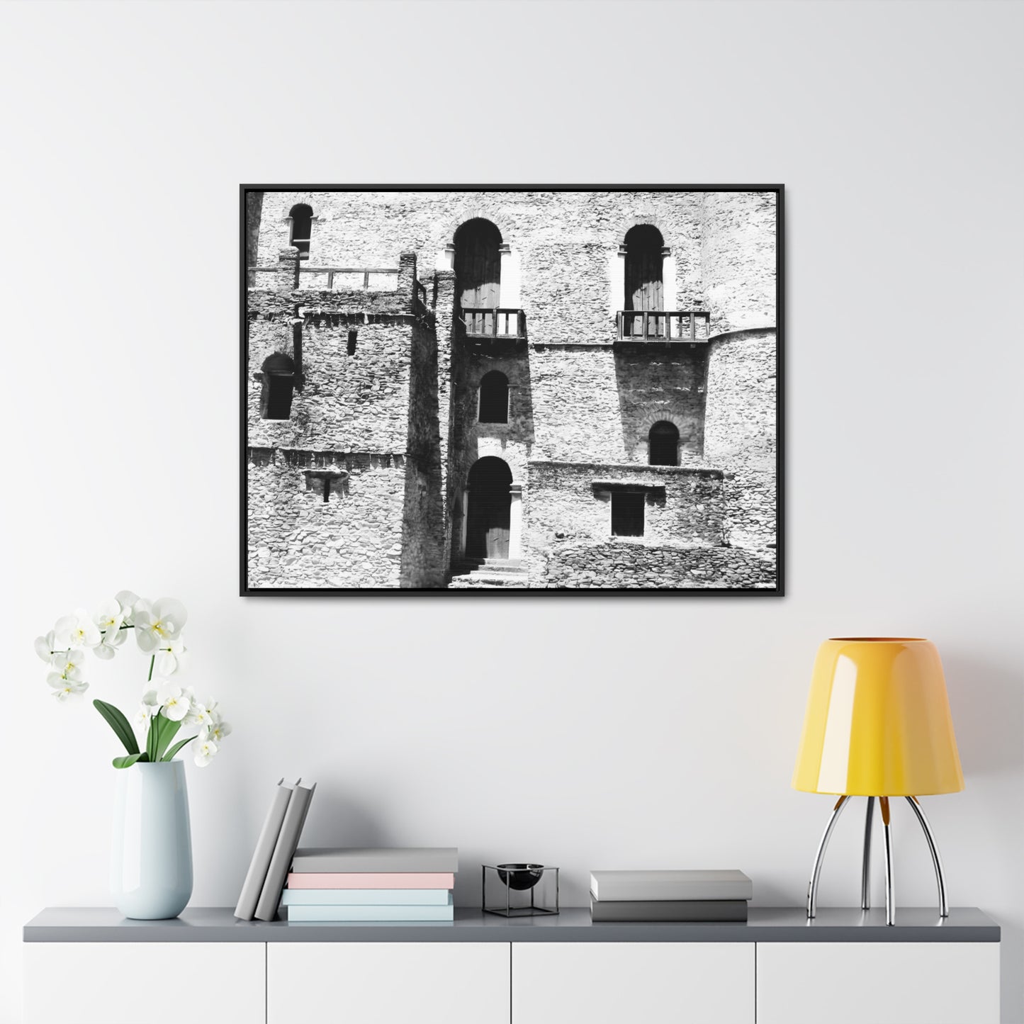 Whispers in Stone - Framed Canvas Photography b&w
