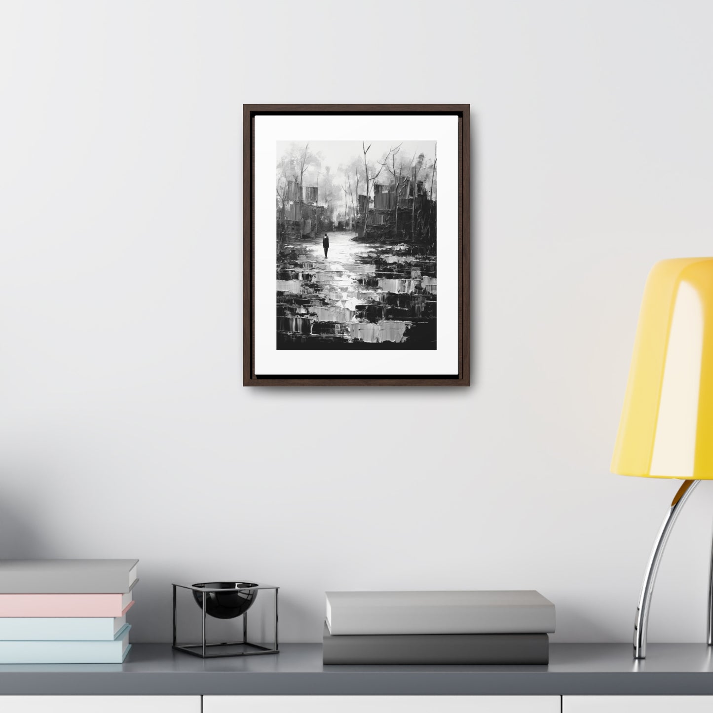 Solitude's Wisdom - Framed Canvas b&w Wall Art