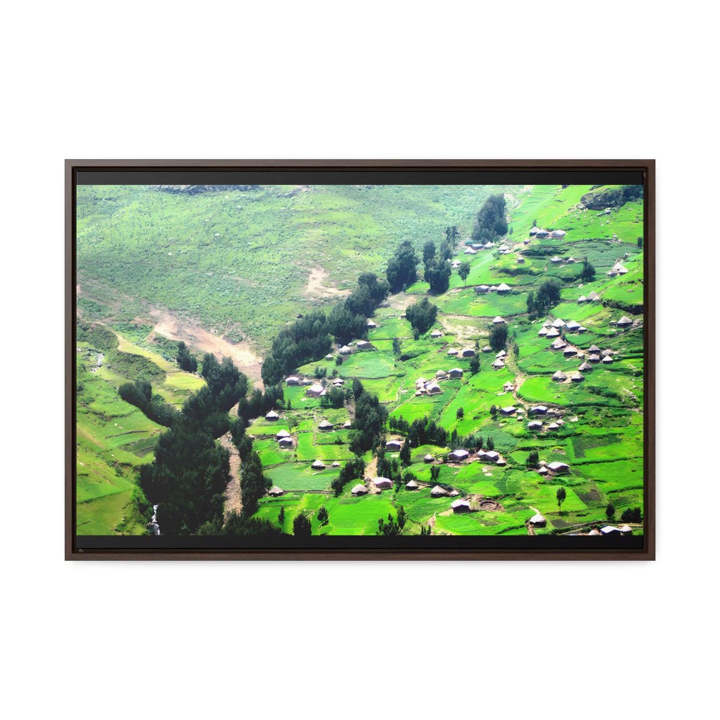 The Simien Mountain Village - Framed Canvas Photography