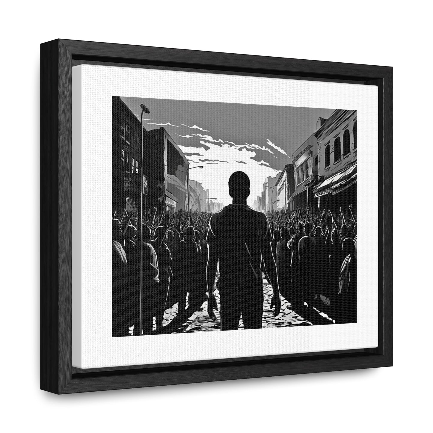 ሳይደፈርስ አይጠራም - Framed Canvas b&w Wall Art