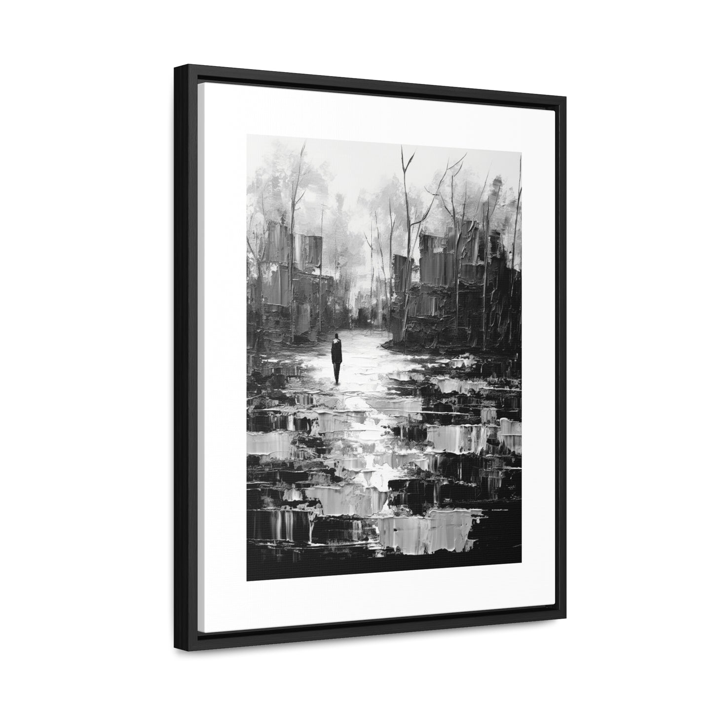 Solitude's Wisdom - Framed Canvas b&w Wall Art
