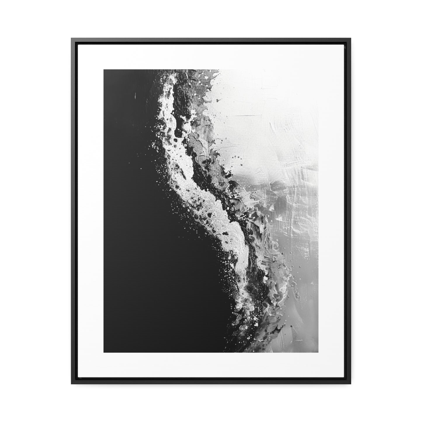 Yin Yang Shore - Framed Canvas b&w Wall Art