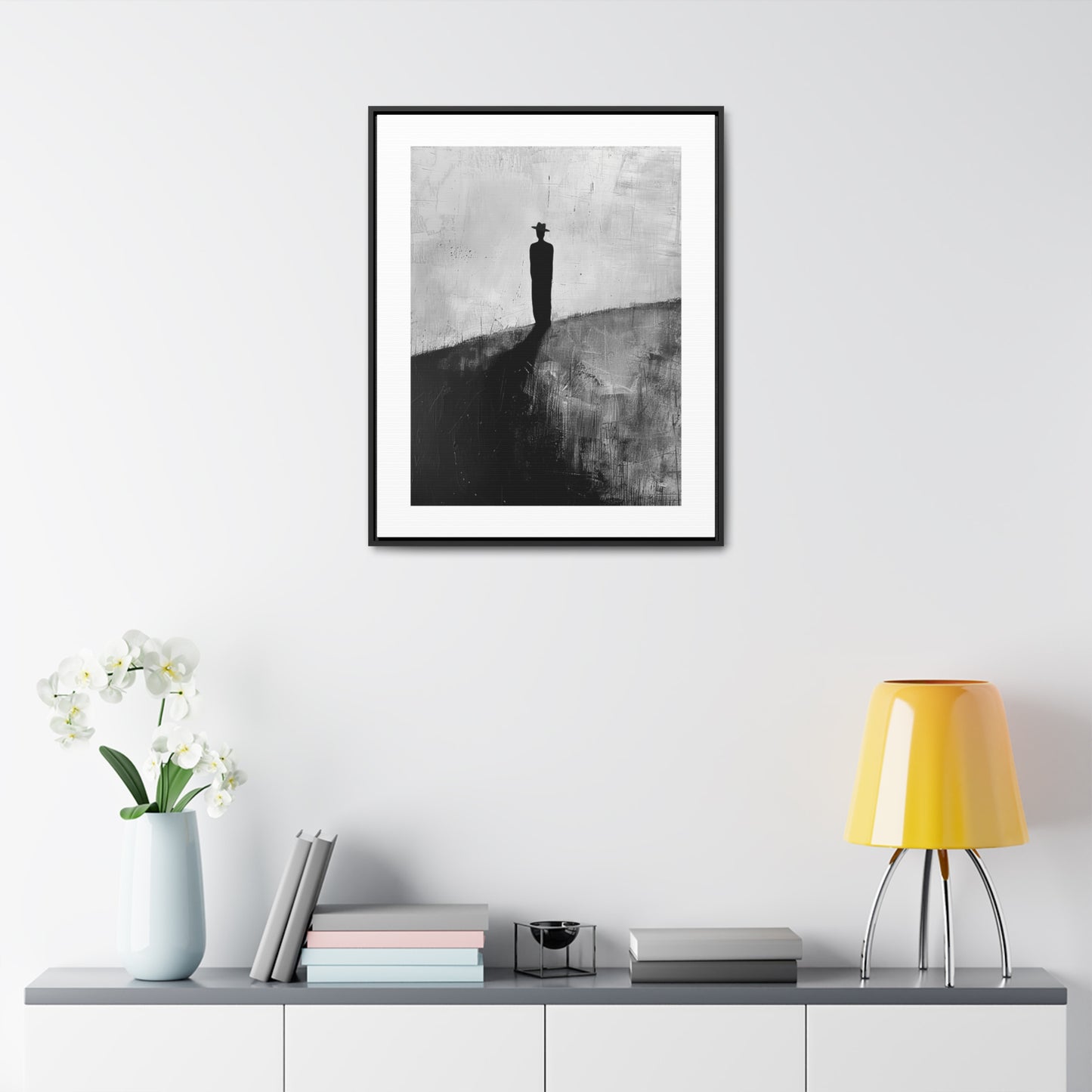 Alone, not Lonely - Framed Canvas Wall b&w Art