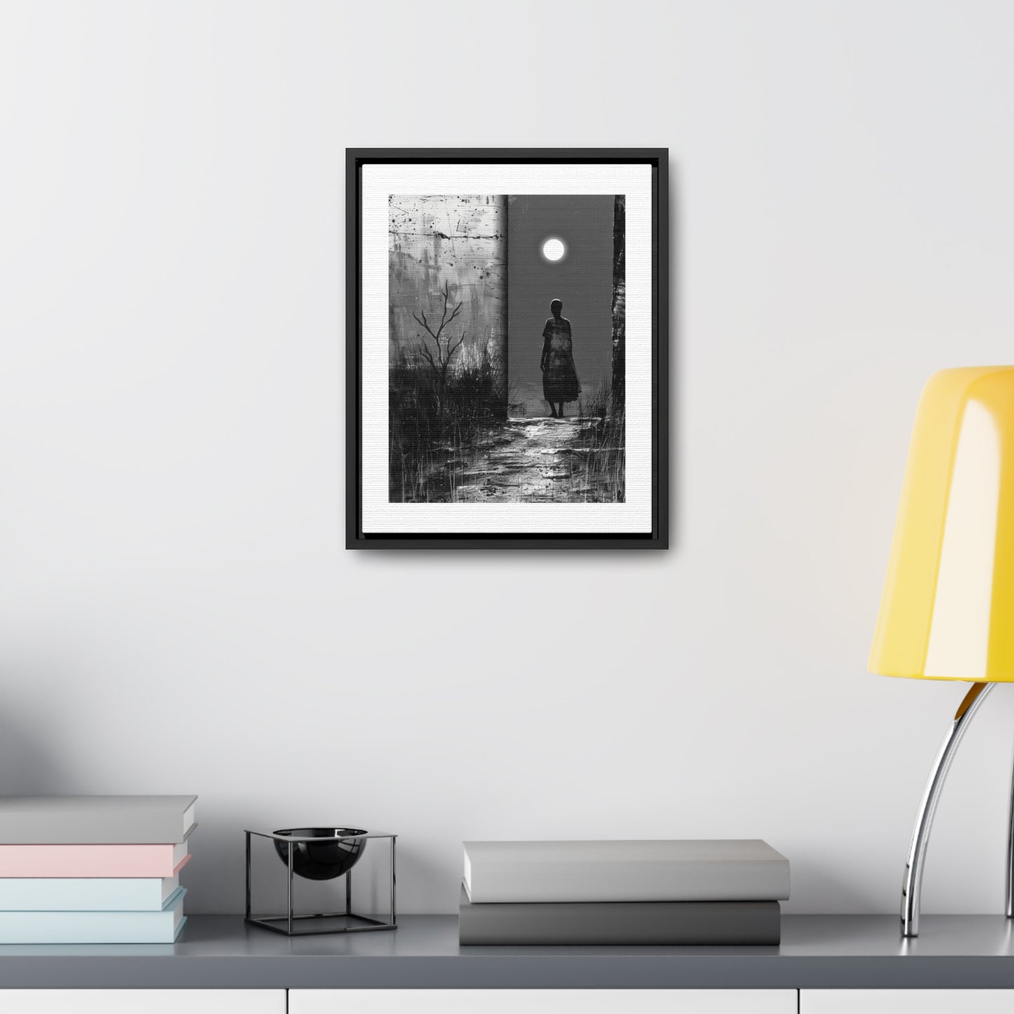 Turned the Corner - Framed Canvas b&w Wall Art