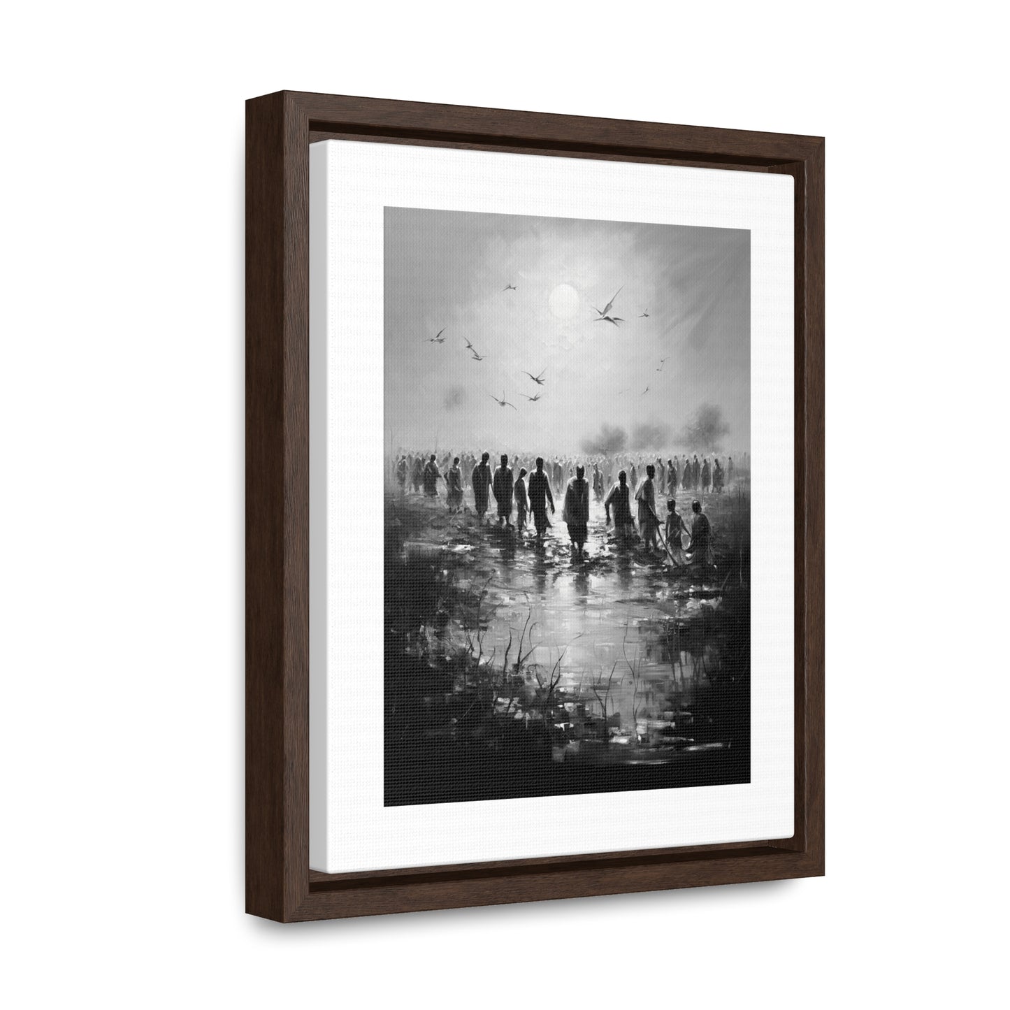 Exodus - Framed Canvas b&w Wall Art