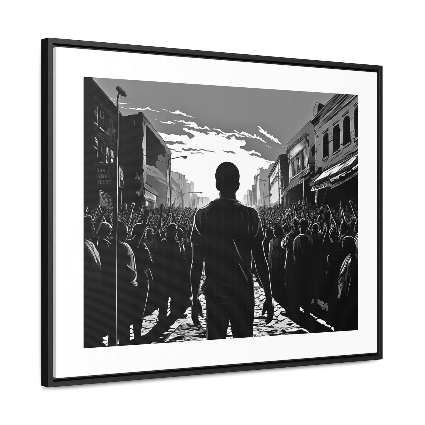 ሳይደፈርስ አይጠራም - Framed Canvas b&w Wall Art