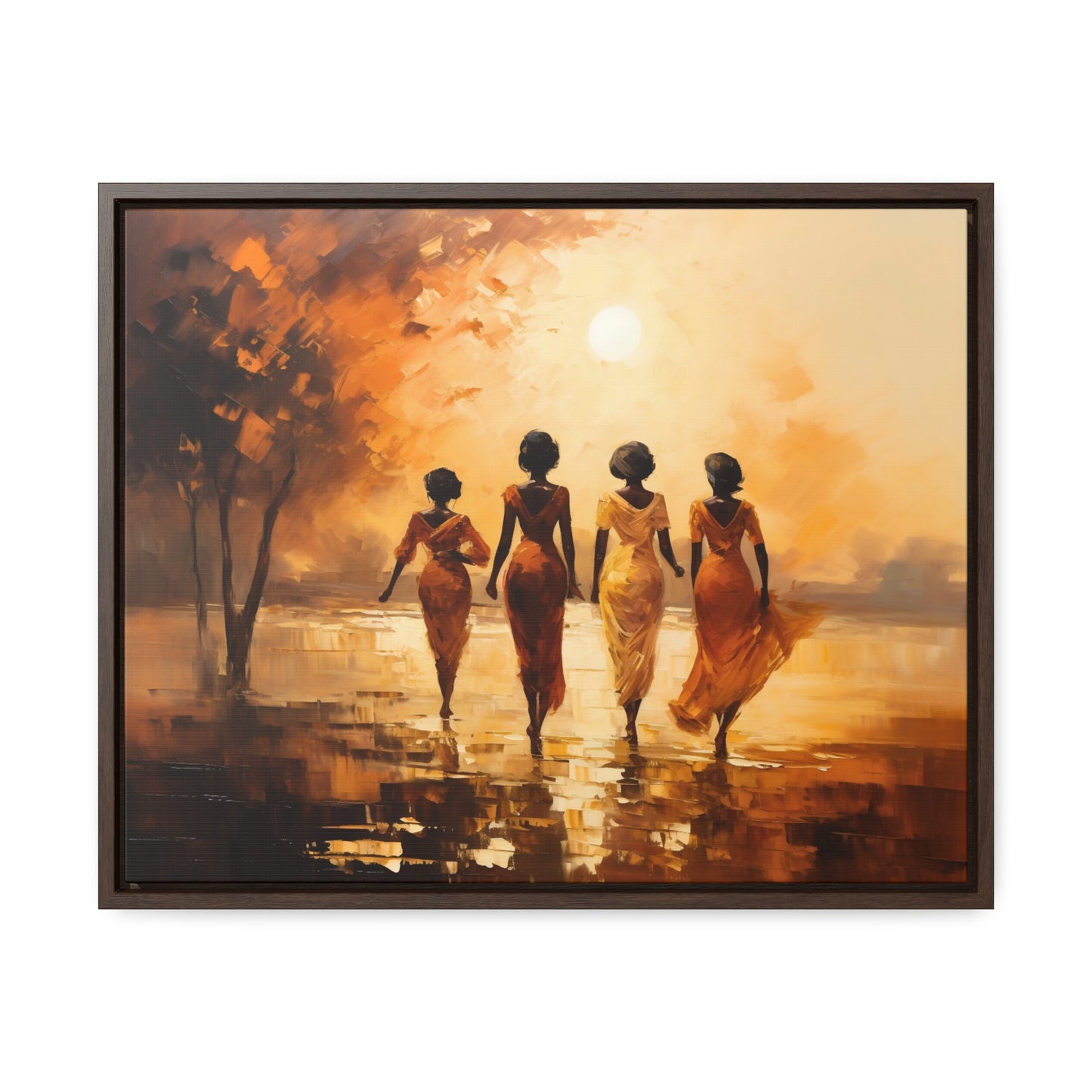 Sunlit Stroll - Framed Canvas Wall Art