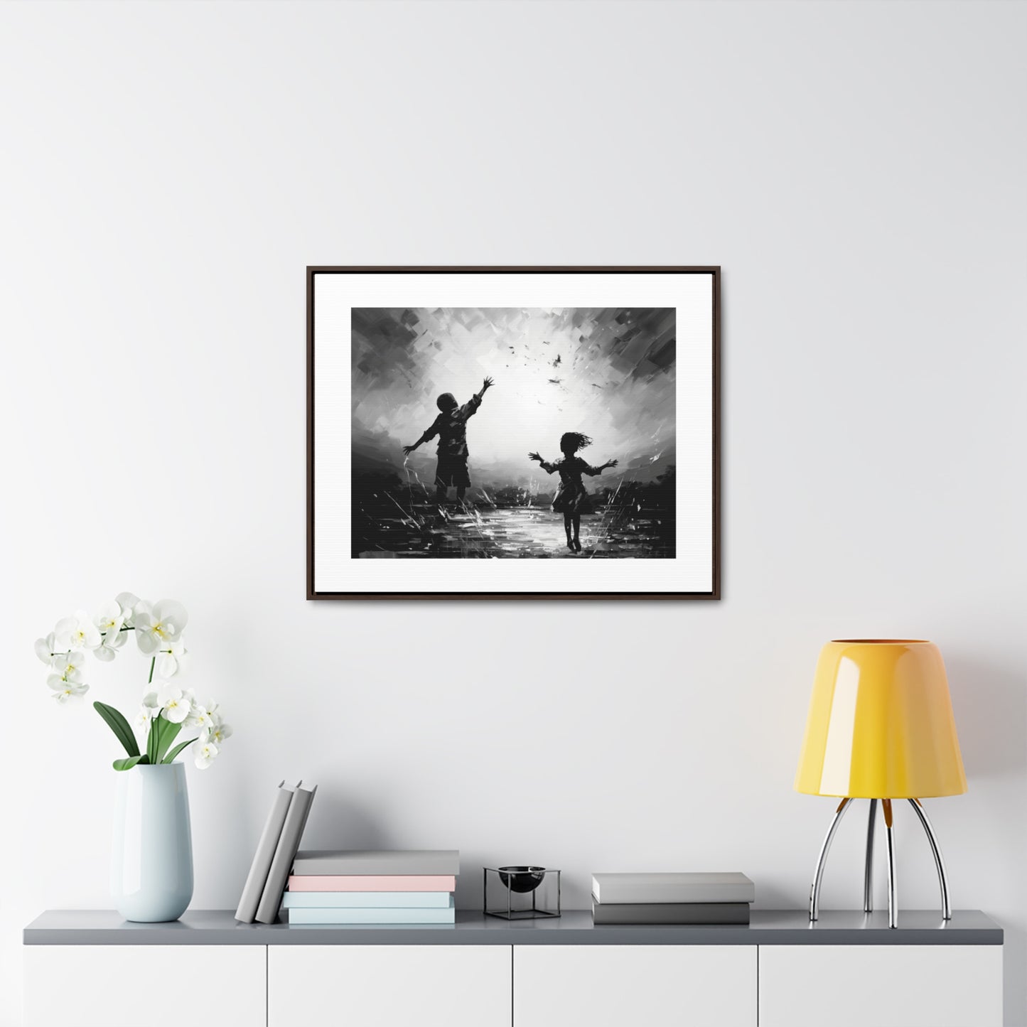 Playing with Light - Framed Canvas b&w Wall Art